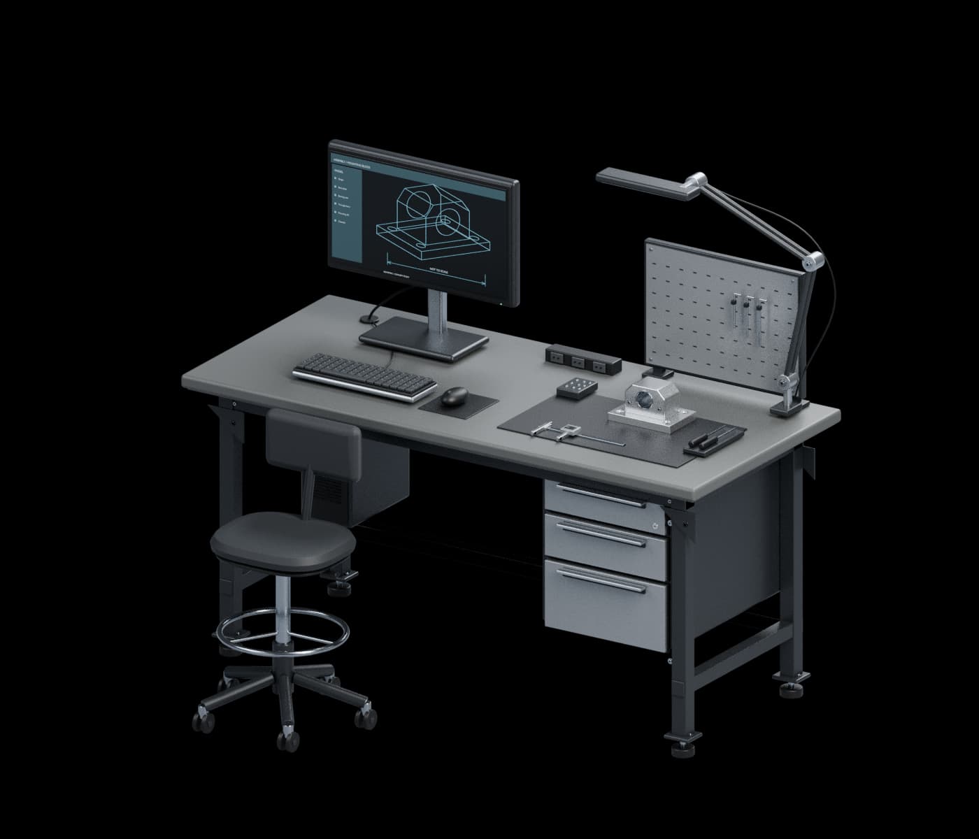 Onsite engineering workspace shown as a detailed true 3D illustration