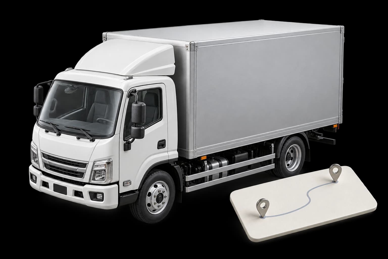 Freight truck with a route plan between dispatch and destination