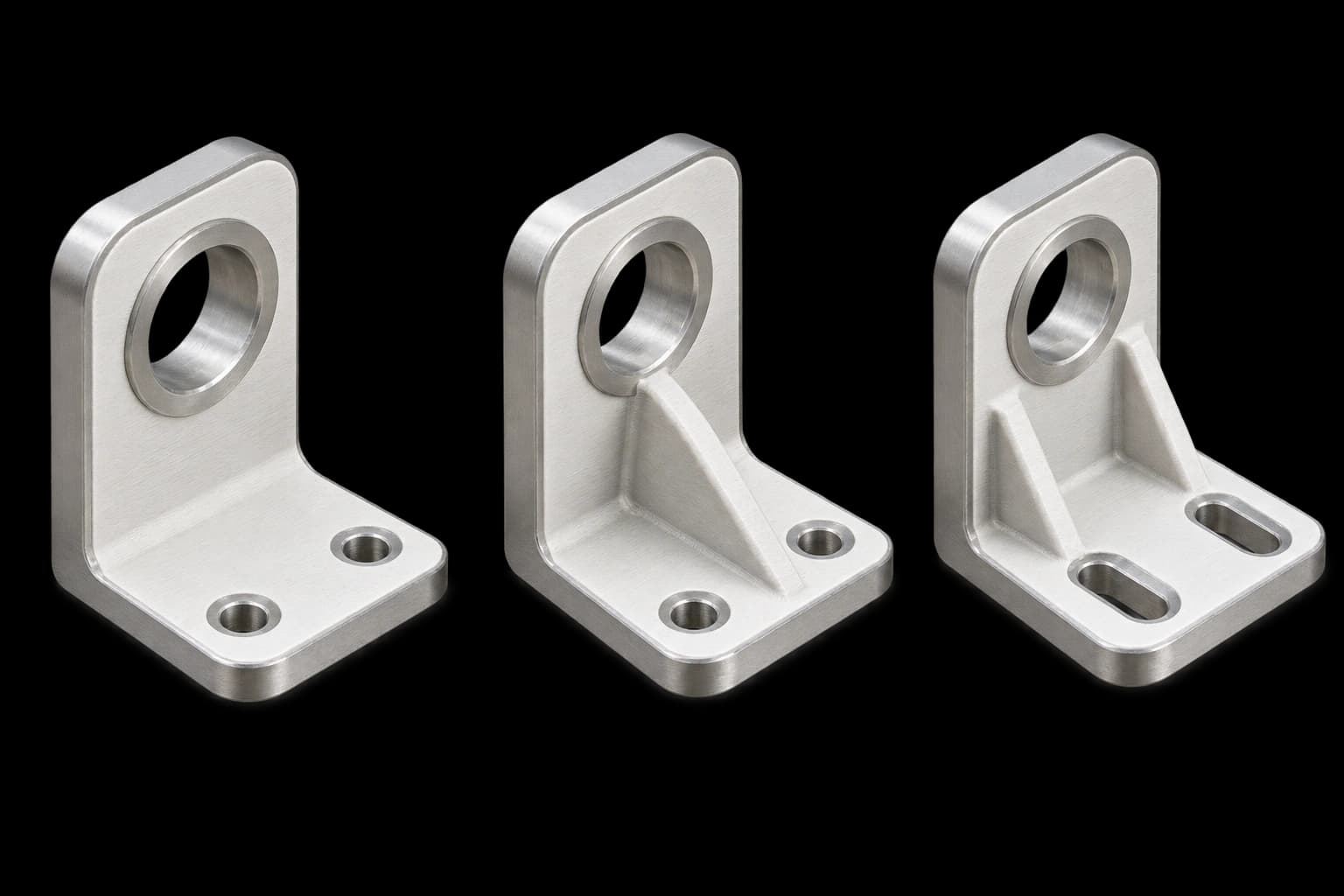 Three successive bracket prototypes with different design details