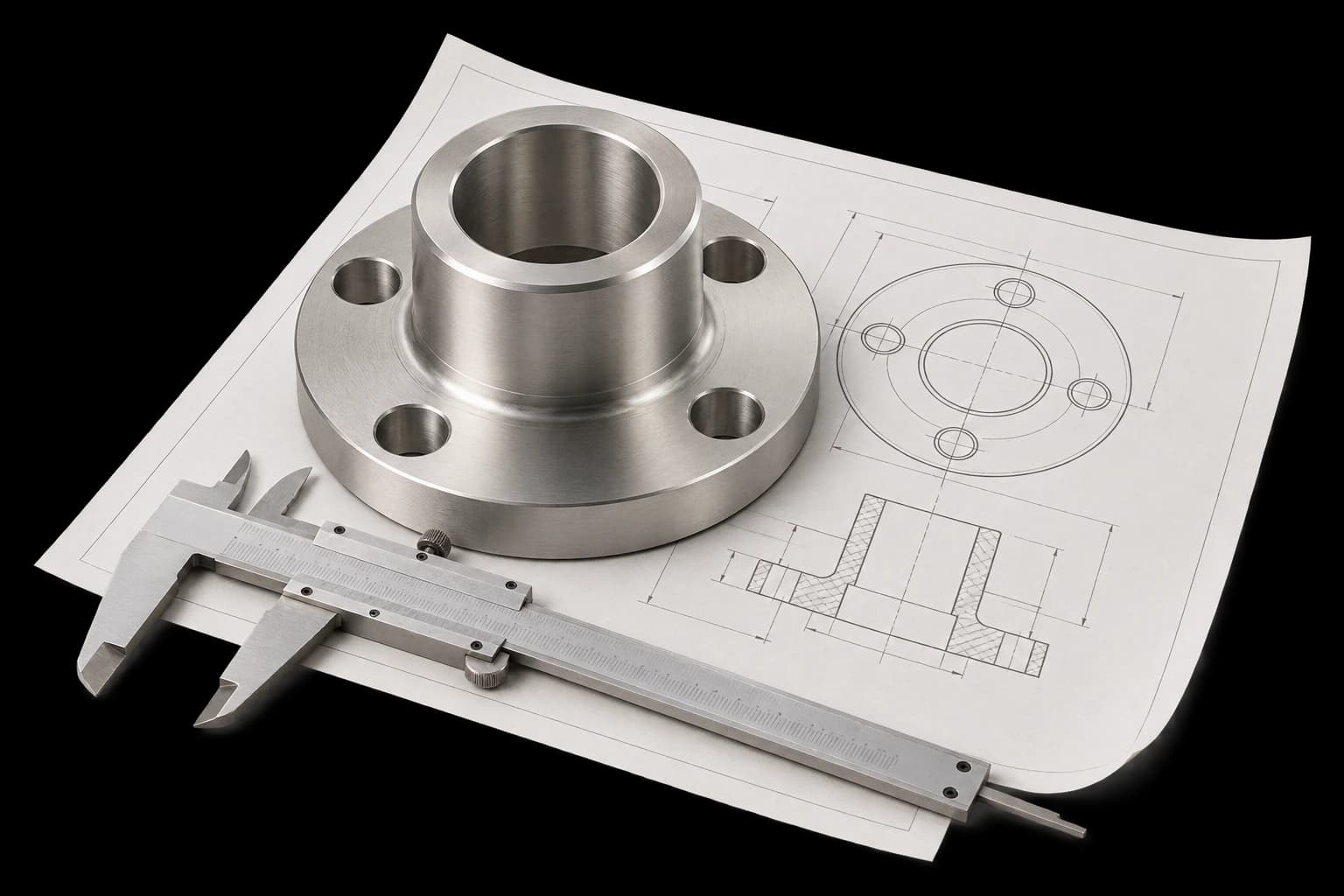 Engineering drawing, component and caliper for agreed acceptance criteria