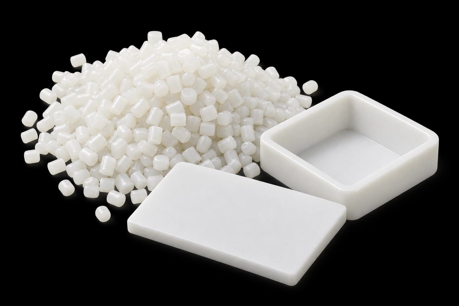 Polypropylene granules and material samples
