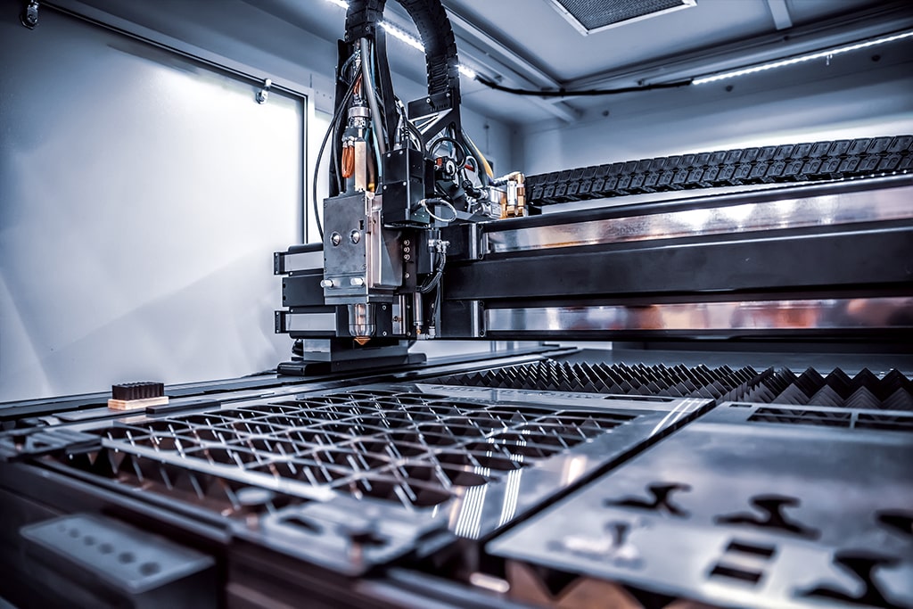 CNC Laser cutting of metal, modern industrial technology-min